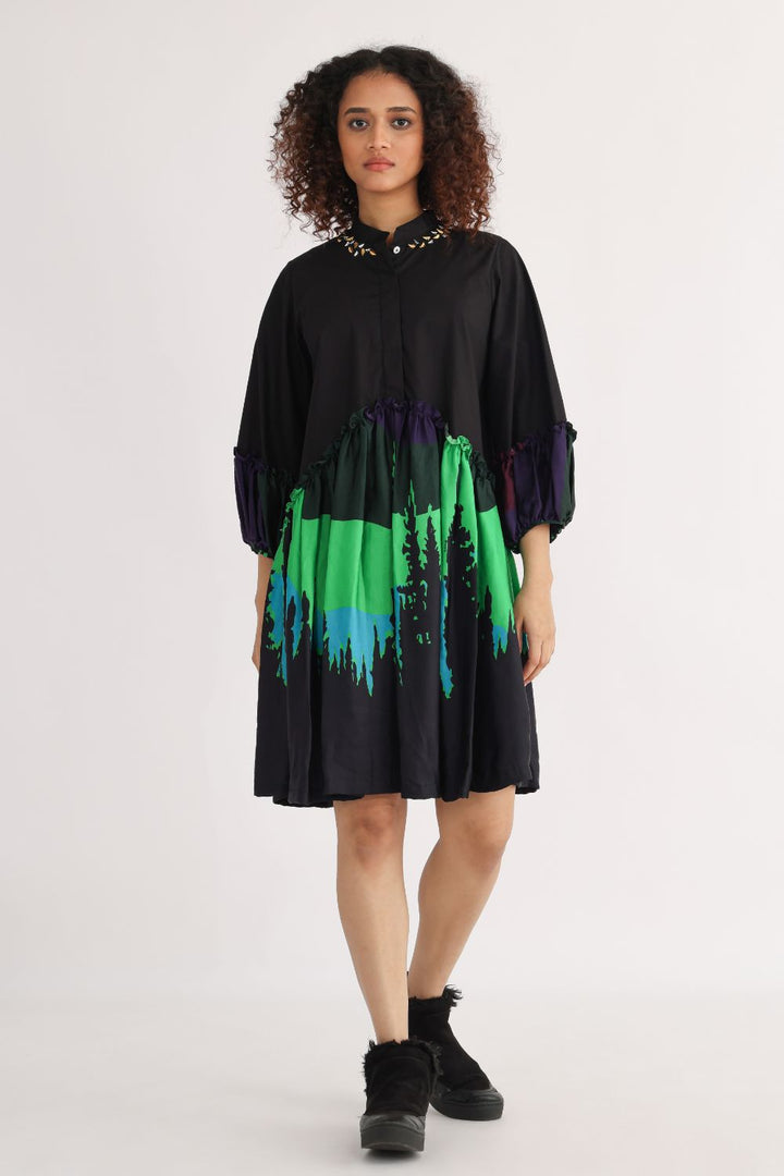 Black And Norse Day Half Frill Dress