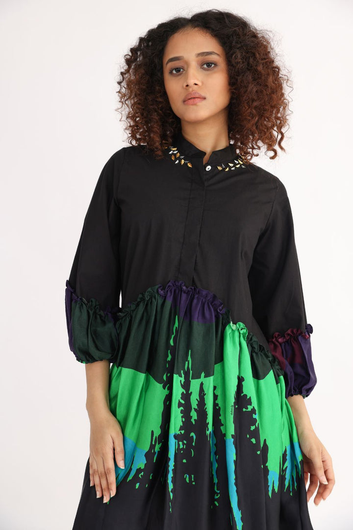 Black And Norse Day Half Frill Dress