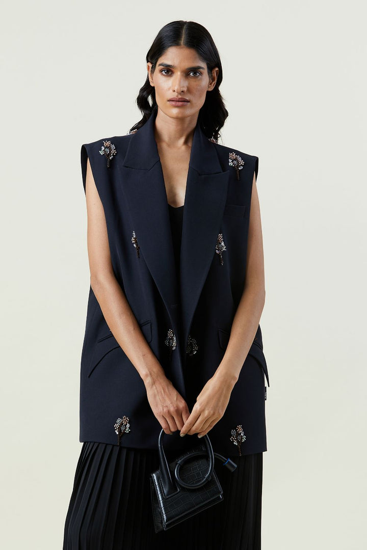 'Tilia' Embellished Sleeveless Blazer