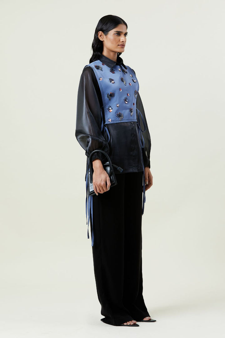 'Ella' Embellished Shirt with Bib