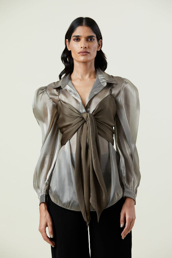 Brown Organza Shirt