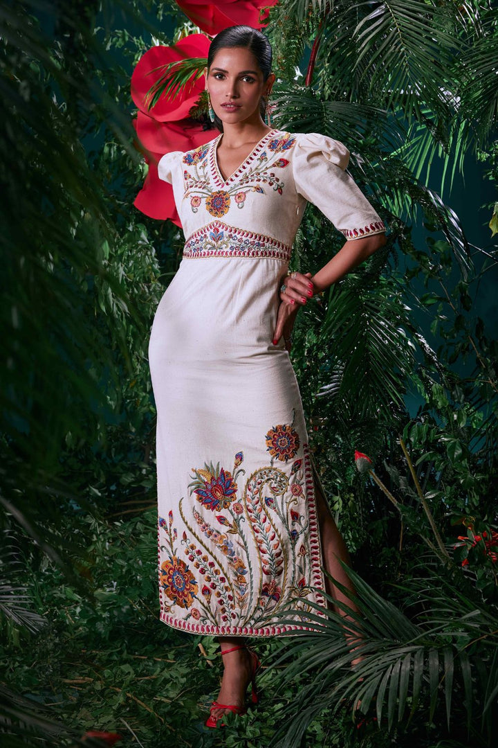 Ivory Threadwork and Beadwork Dress