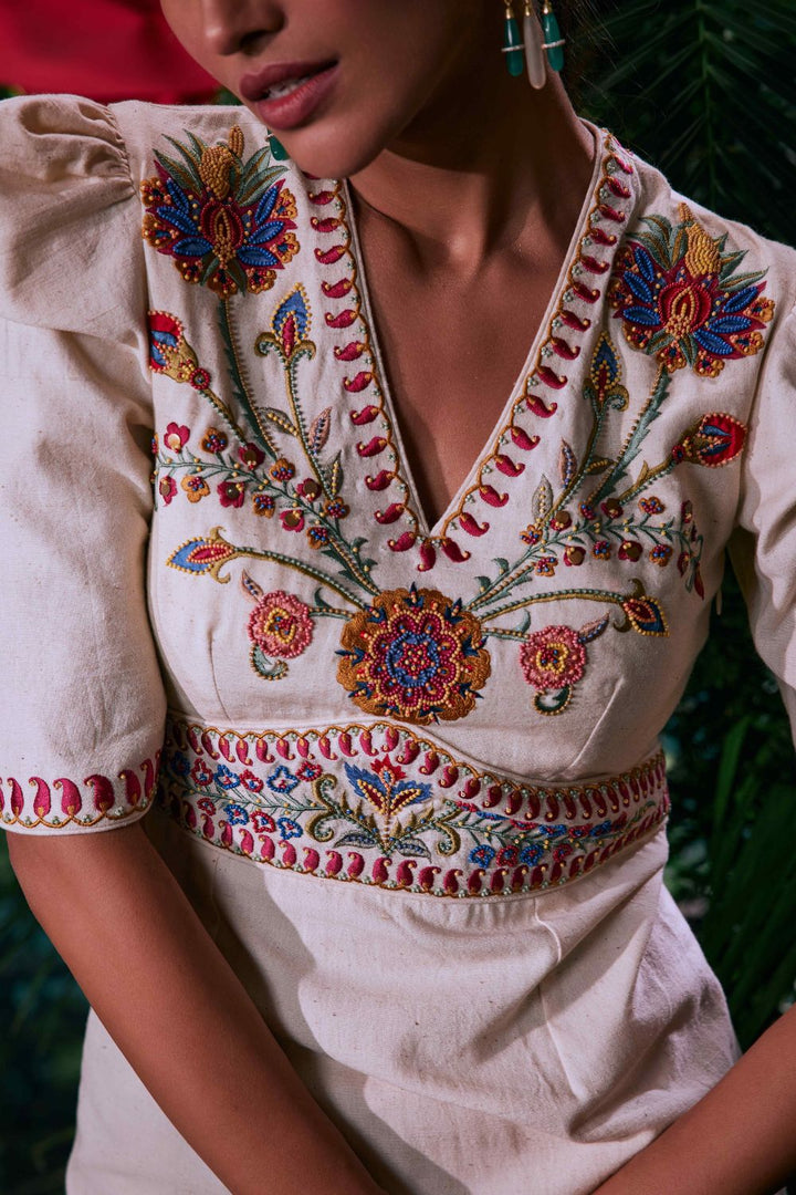 Ivory Threadwork and Beadwork Dress