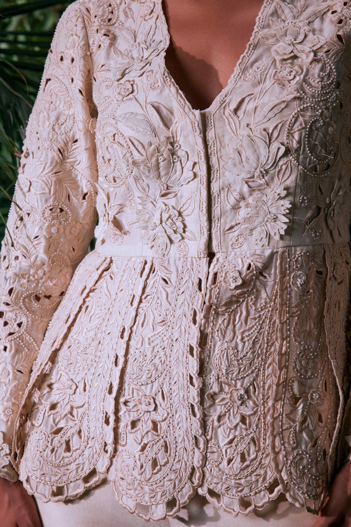 Ivory Cutwork Panelled Jacket