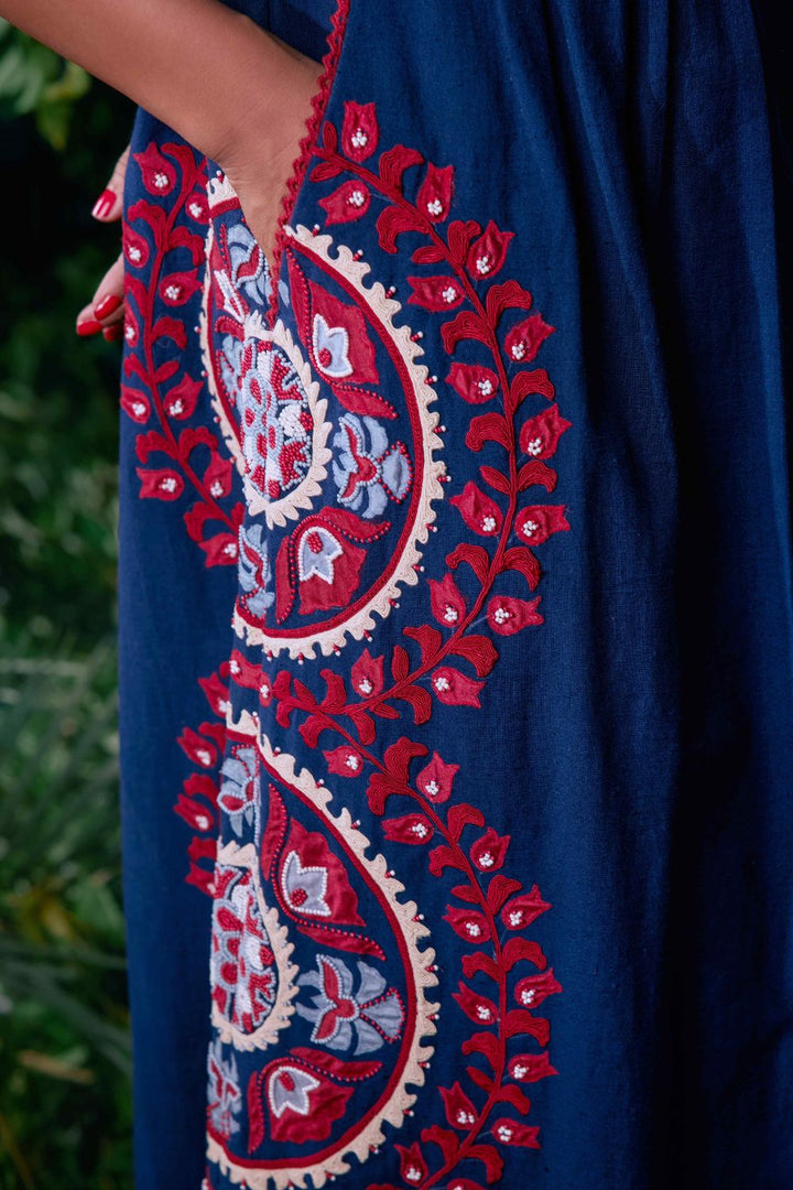 Indigo Contrast Cordwork Dress