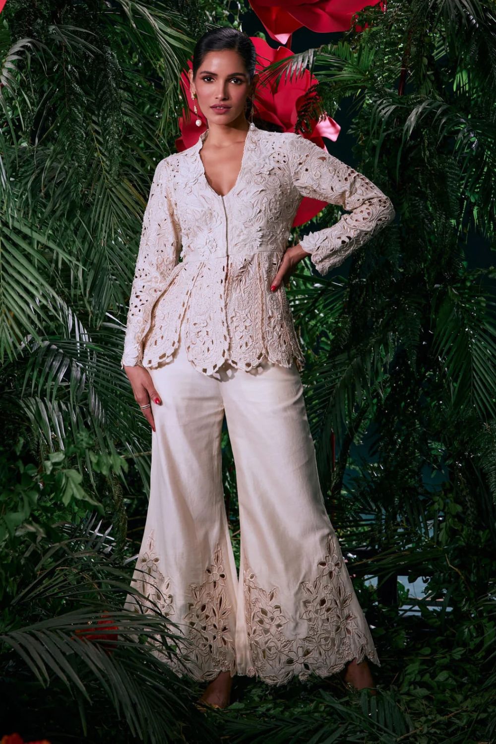 Ivory Cutwork Panelled Jacket