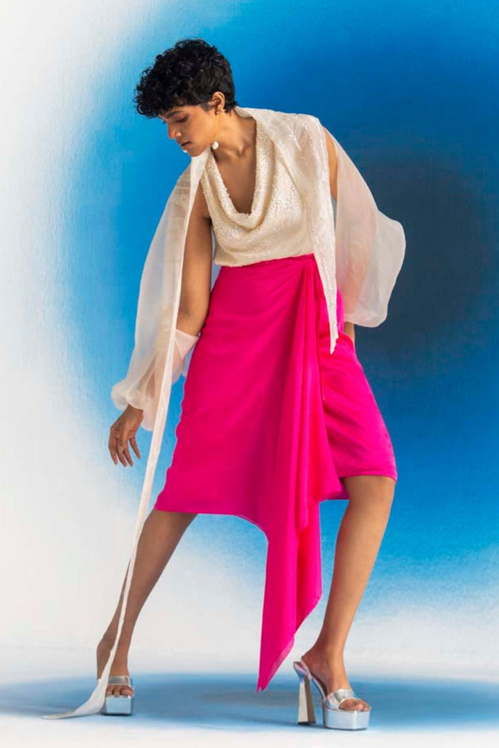 Arial Cowl Top & Wrap Around Skirt Set