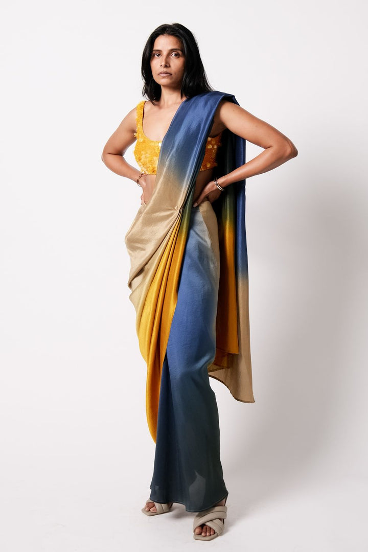 RiRi  Blouse with Ombre Masai Godet Saree