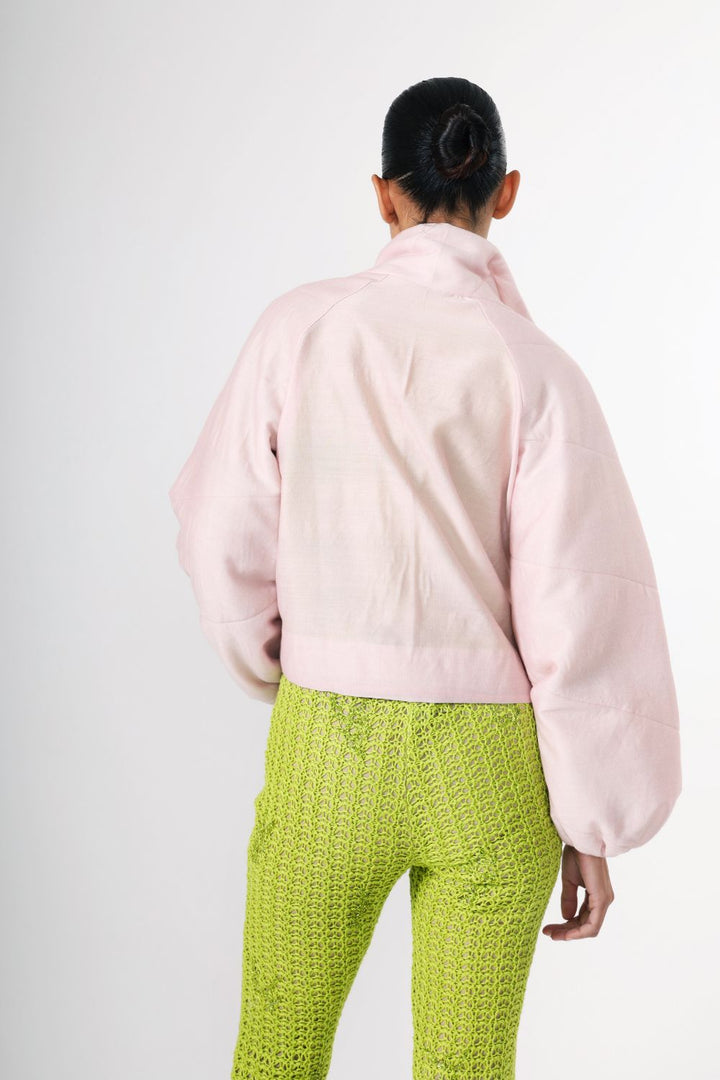 Barely Pink Cropped Puffer Jacket