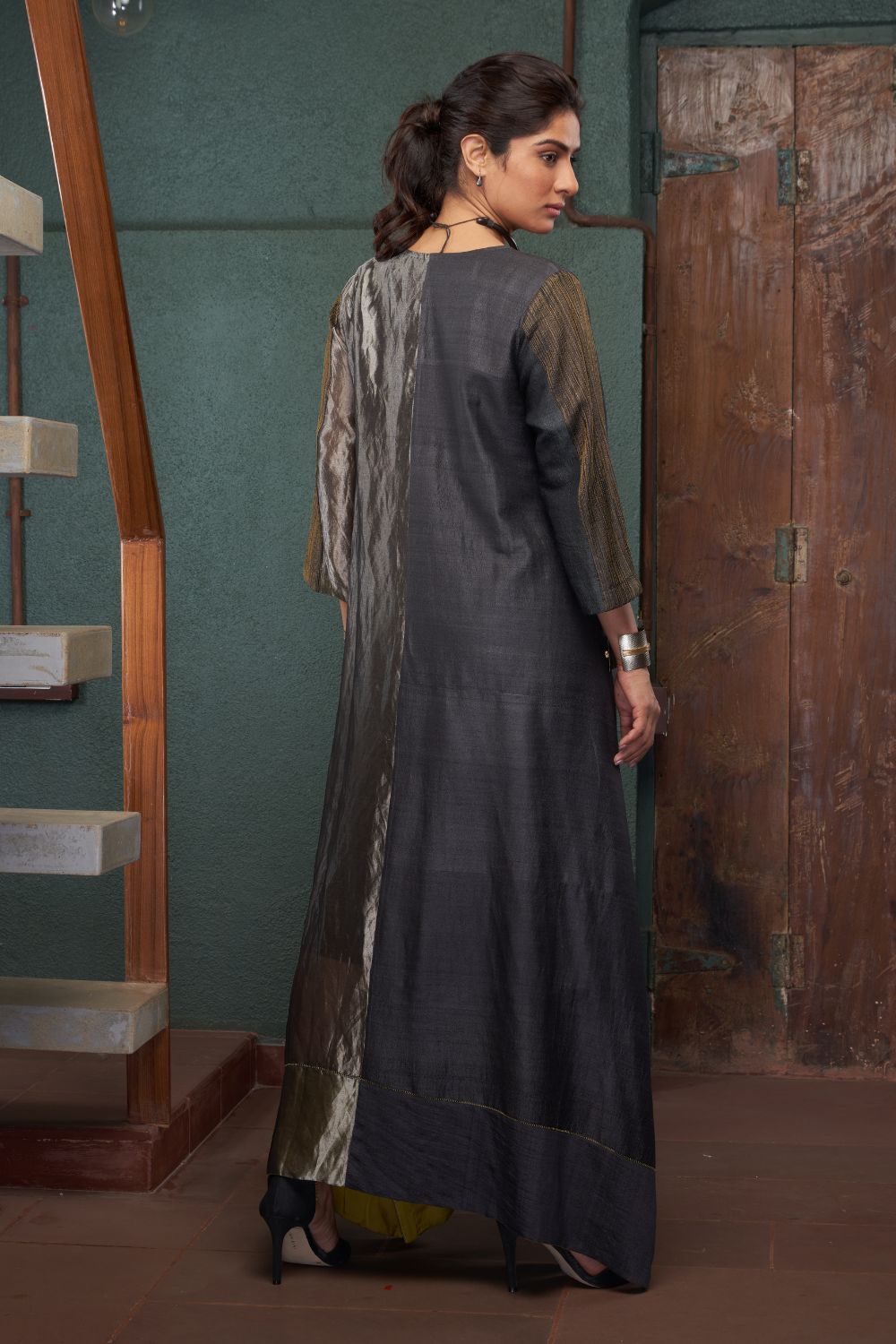 Charcoal Kaftan Dress with Slip