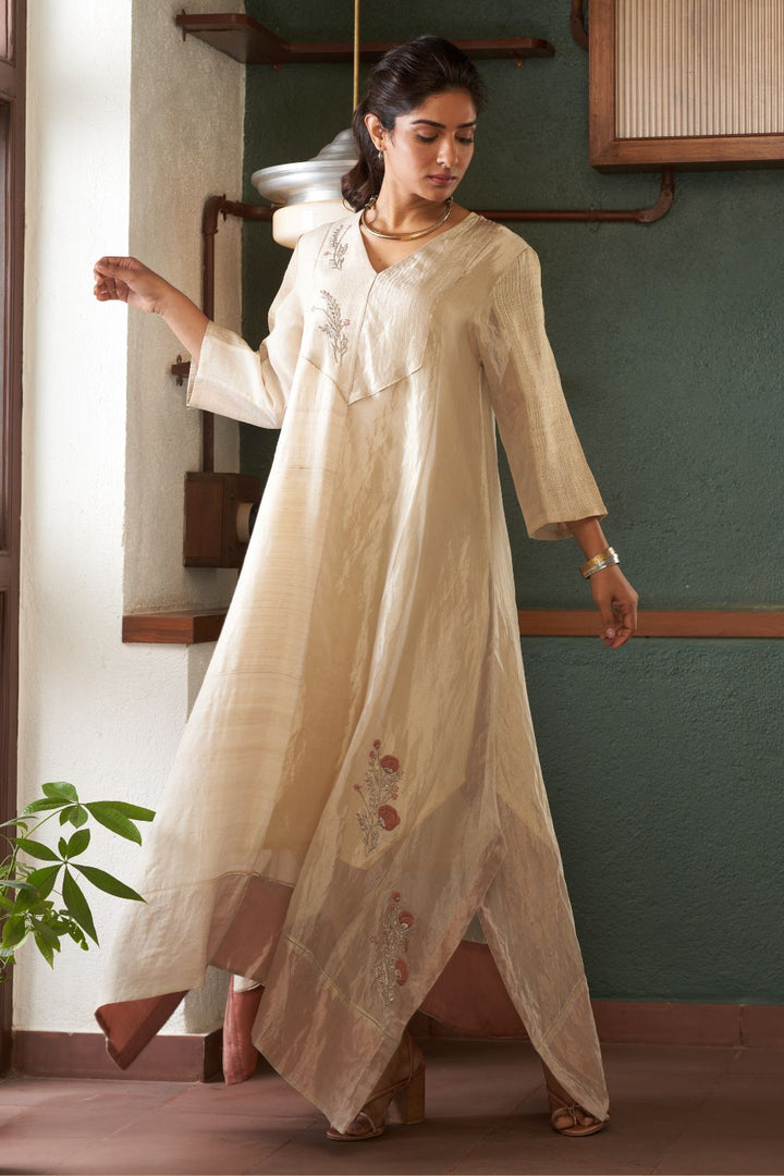 Natural Kaftan Dress with Slip