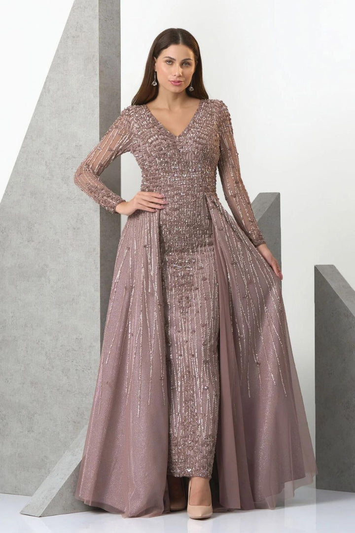 Sharon Heritage V-Neck Princess Evening Gown