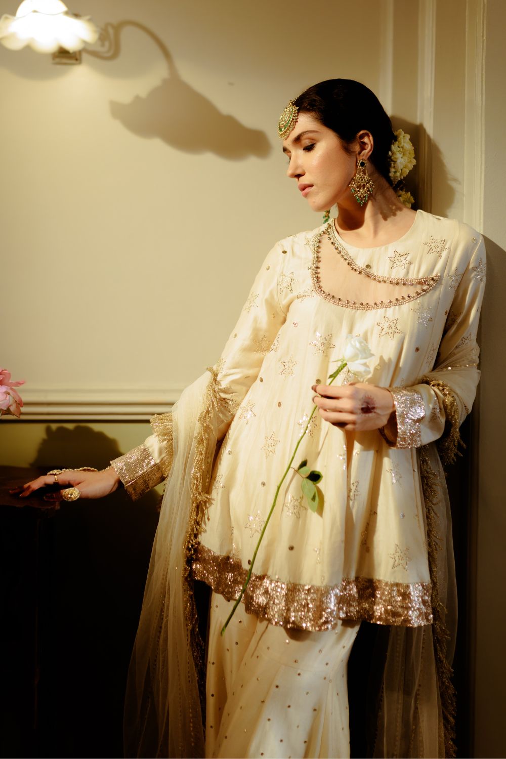 Afreen Embroidered Kurta with Heavy Mukaish Sharara & Dupatta