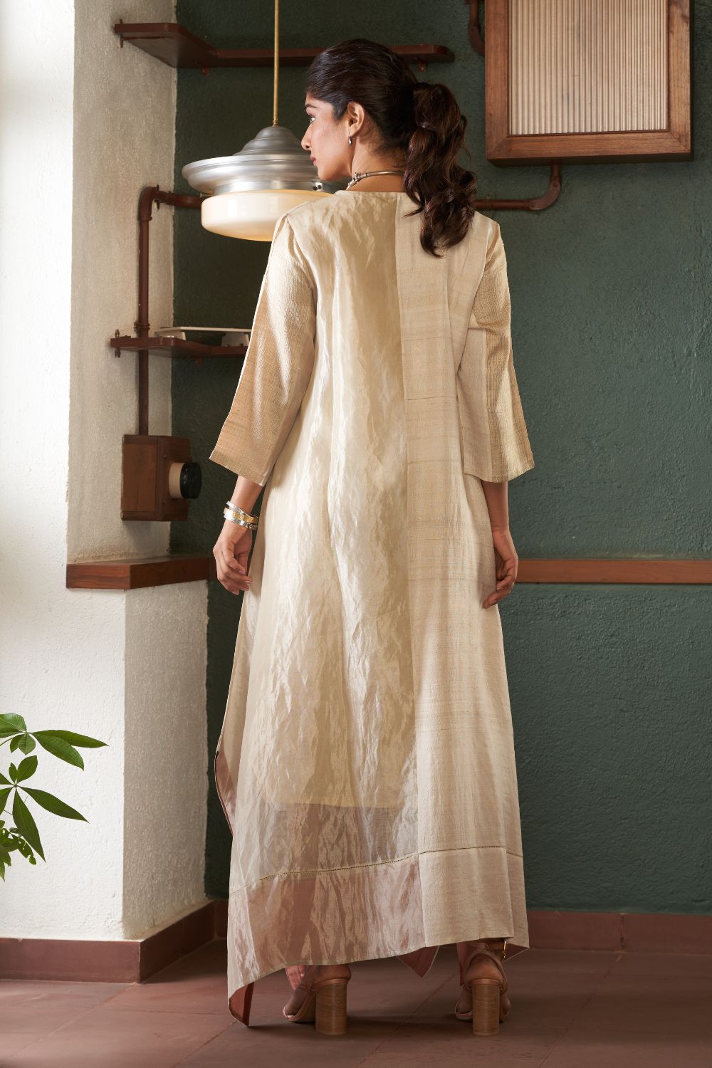 Natural Kaftan Dress with Slip