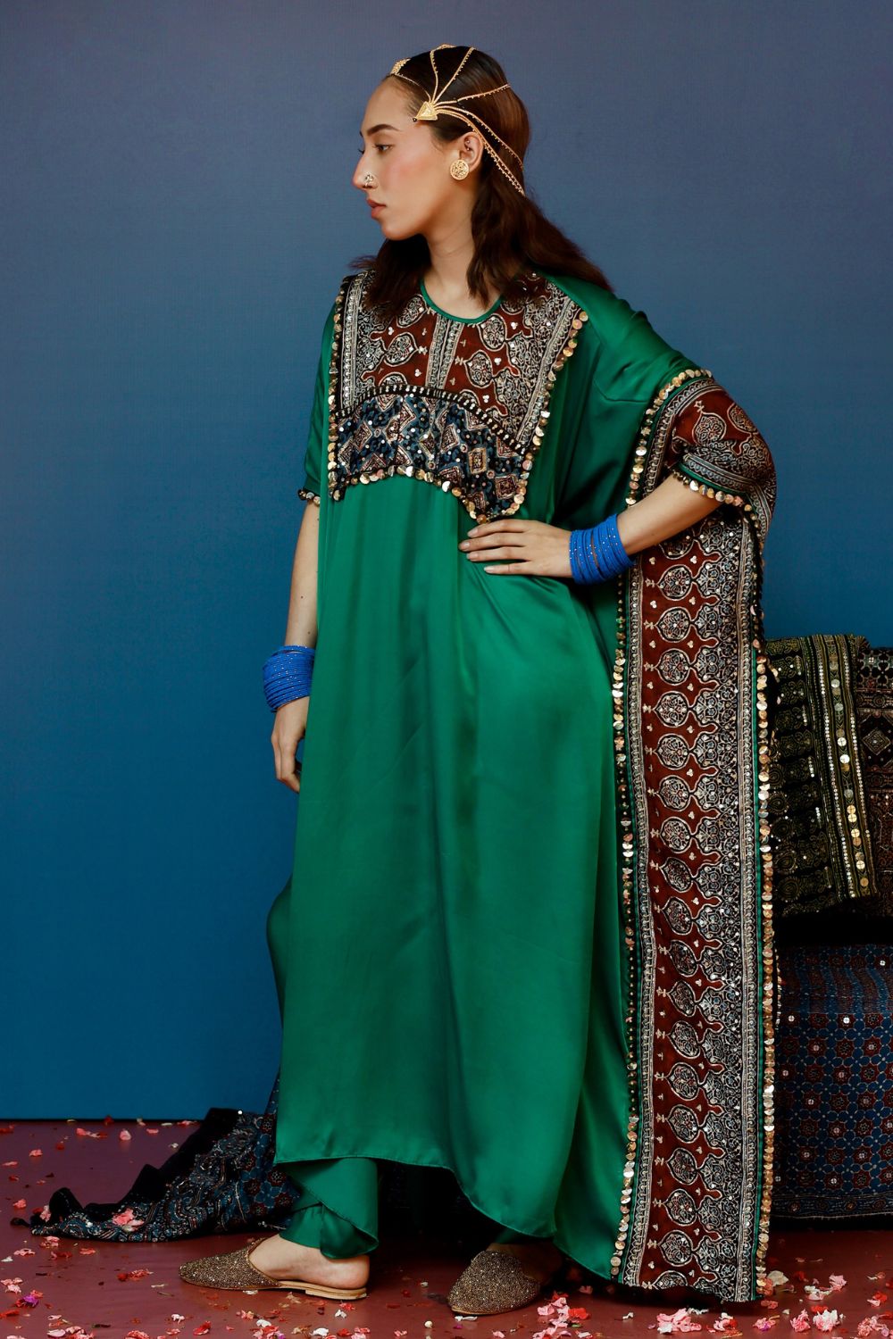 Saron Green Kaftan Set