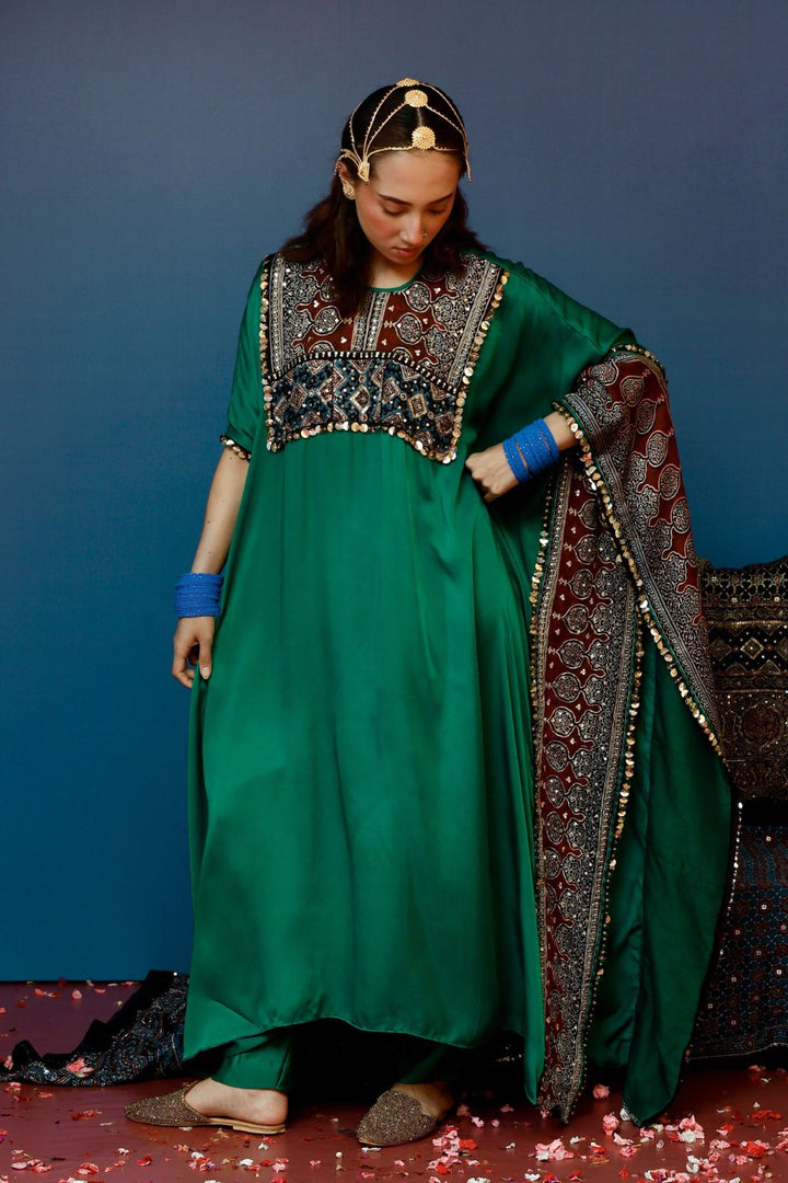 Saron Green Kaftan Set