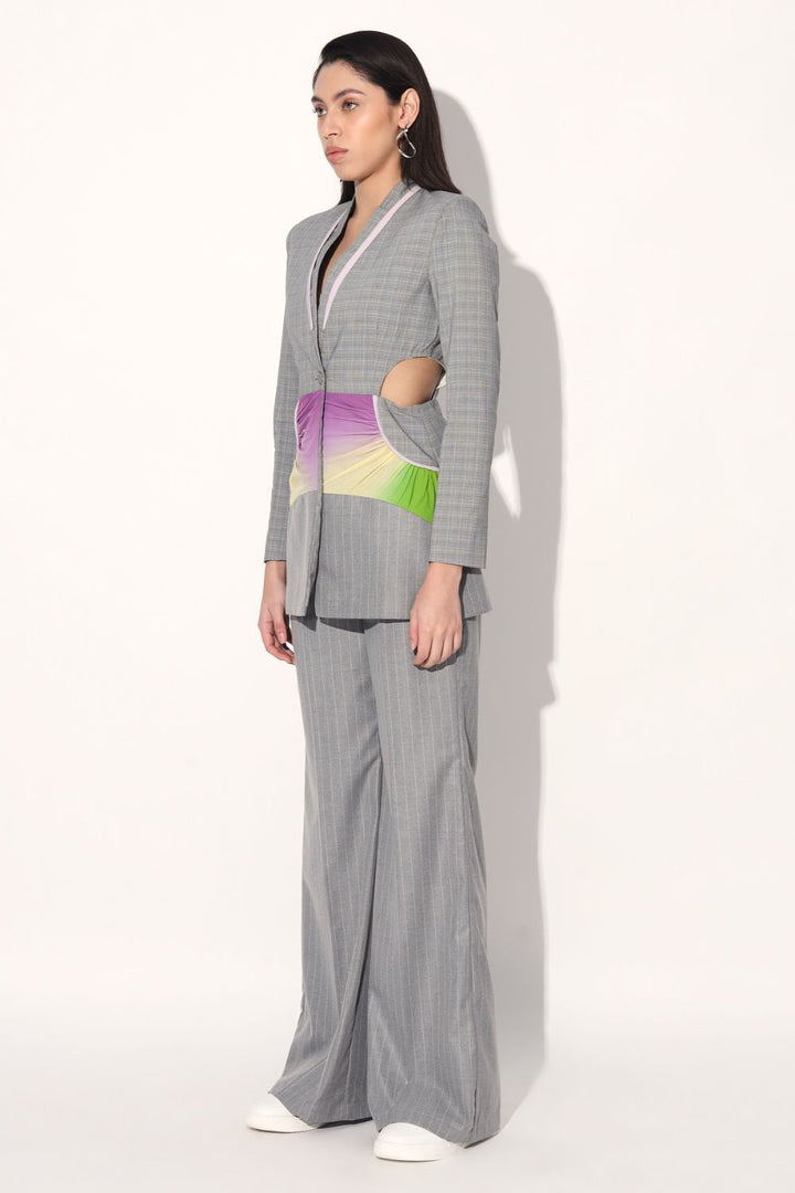 Ruched Cut Way Pant Suit