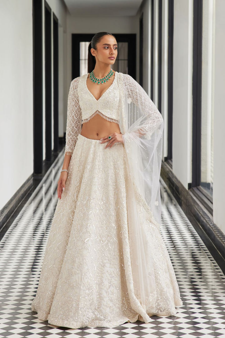 Ivory Hand Embroidered Lehenga Set