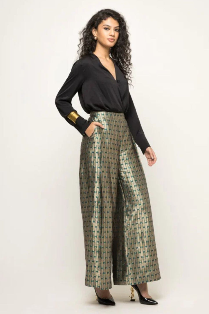 Statement Metallic Brocade Pant Set