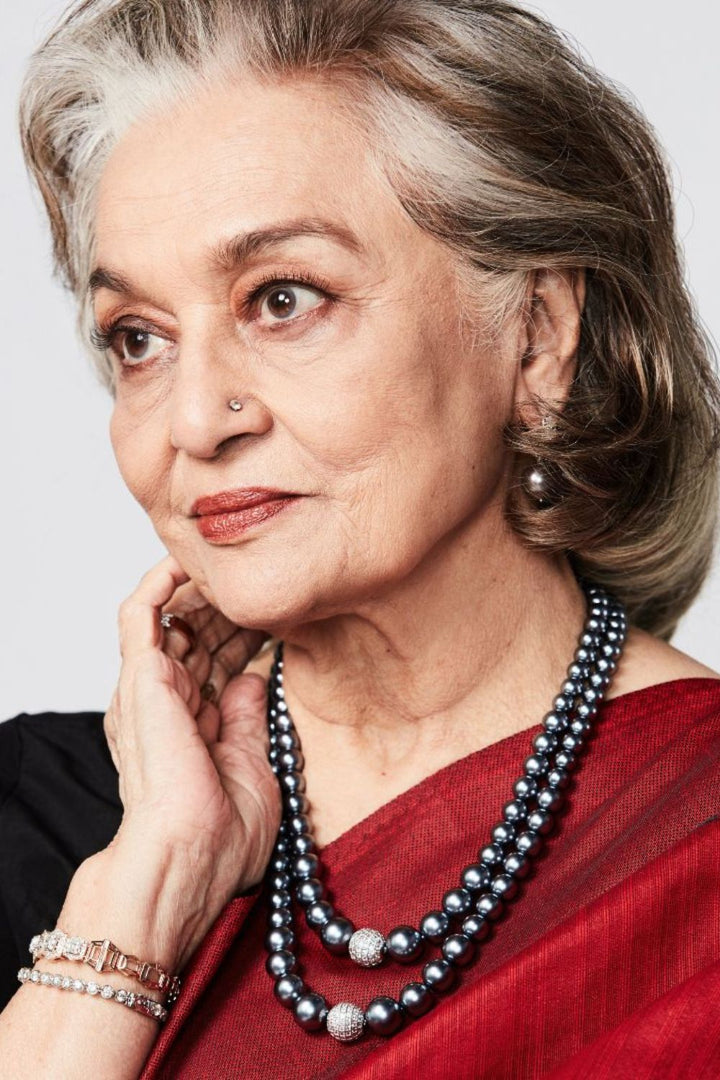 Asha Parekh In Our Double Graded - Dark Silver with Swarovski