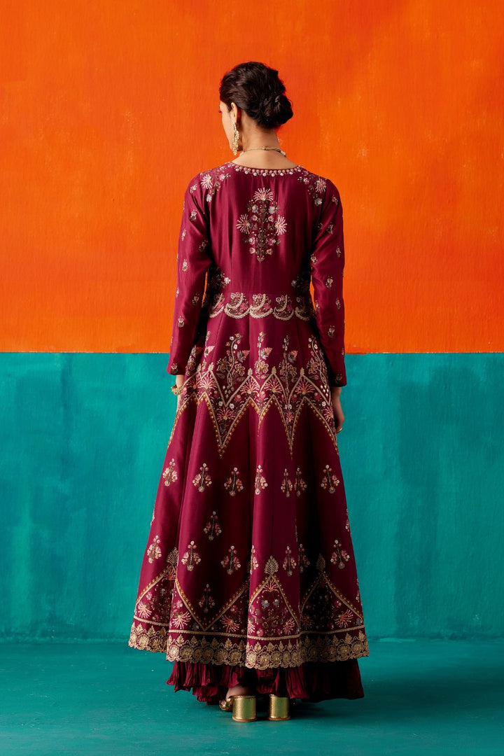 Wine Anarkali Set