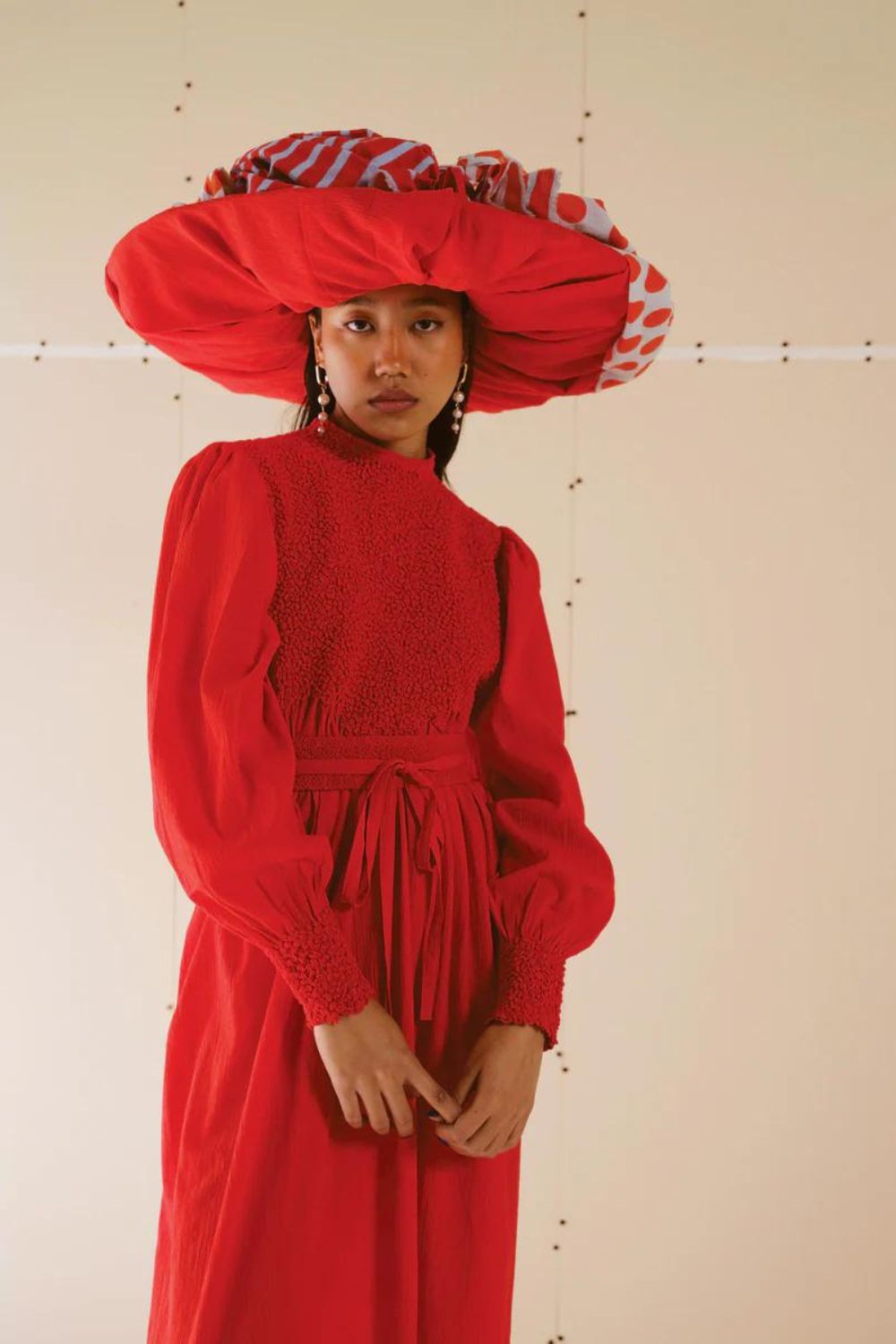 Poppy Red Fully Smocked Belt