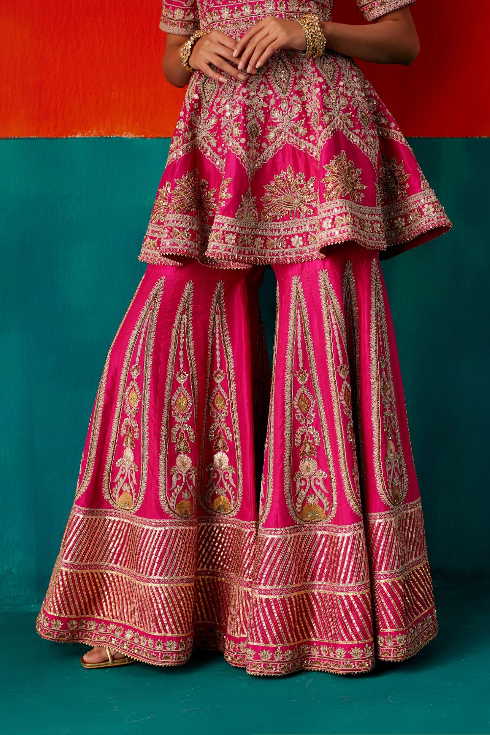 Fuchsia Pink Jacket & Sharara Set