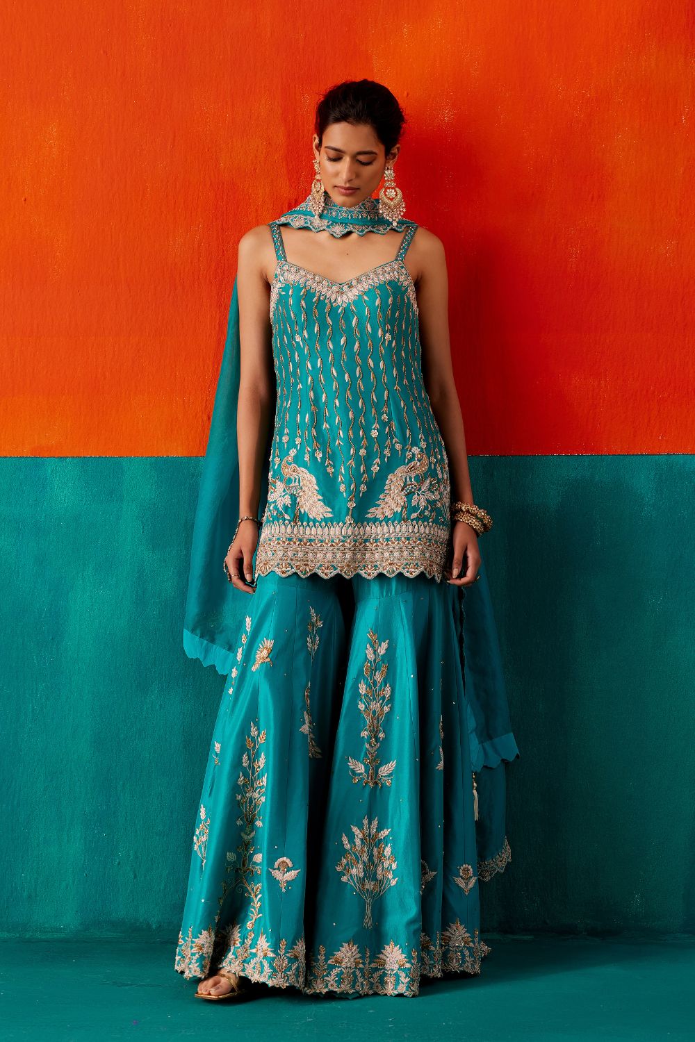 Turquoise Sharara Set