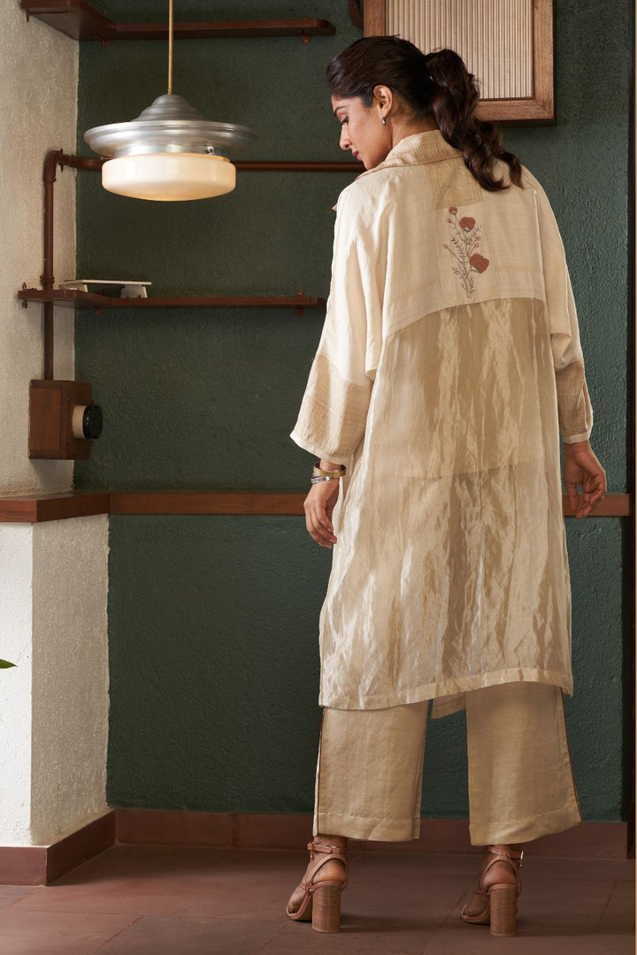 Natural Tussar Jacket with Linen Pants