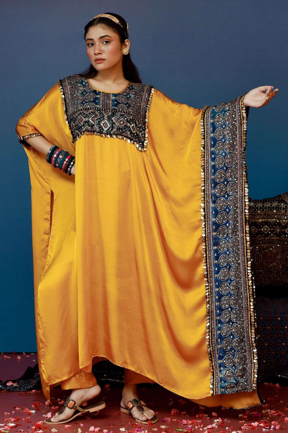 Saron Mustard Kaftan Set