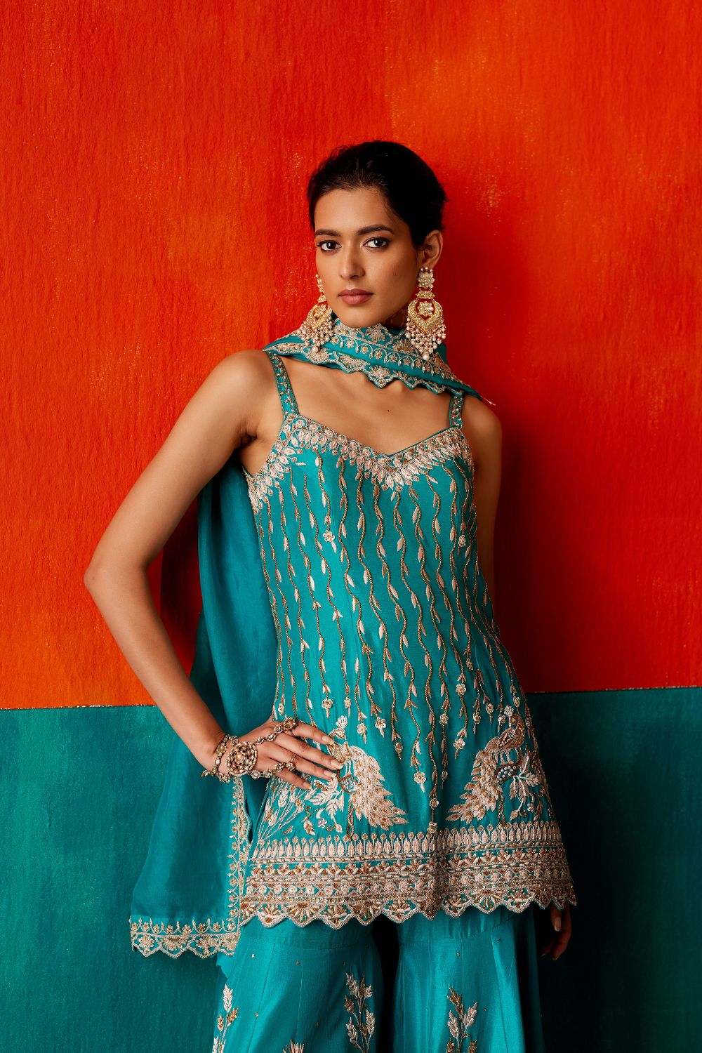 Turquoise Sharara Set