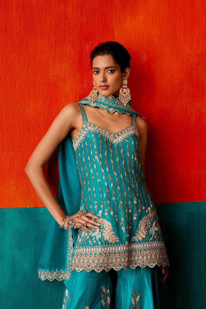 Turquoise Sharara Set