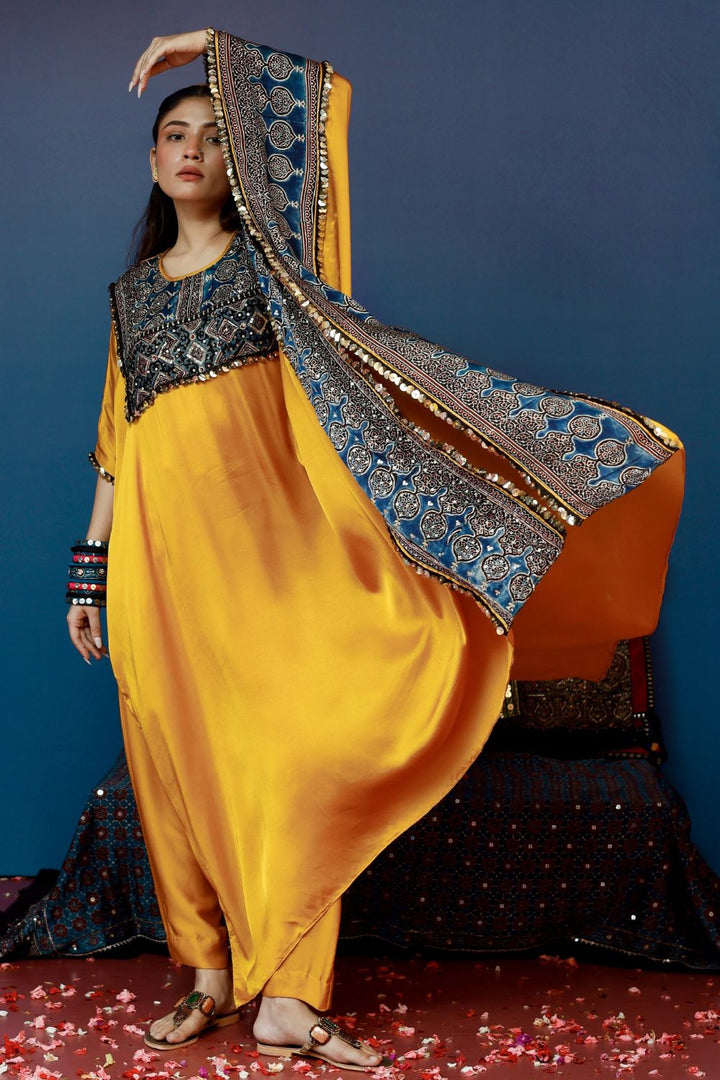 Saron Mustard Kaftan Set