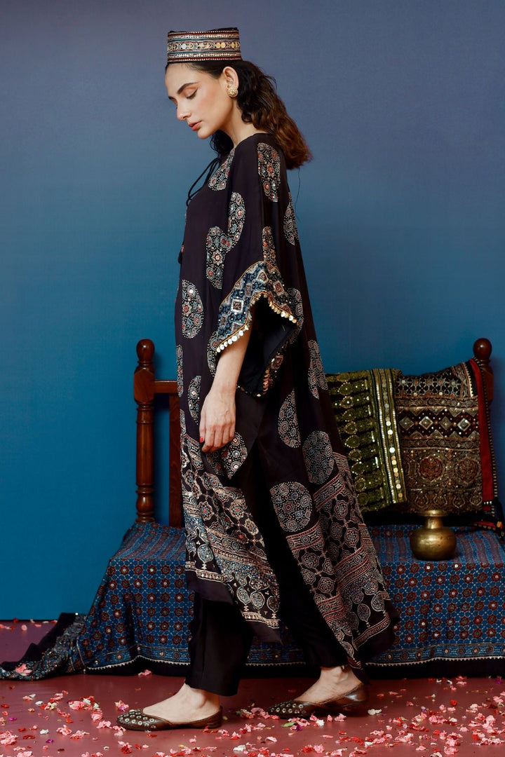 Veere Ajrakh Black Kaftan Set