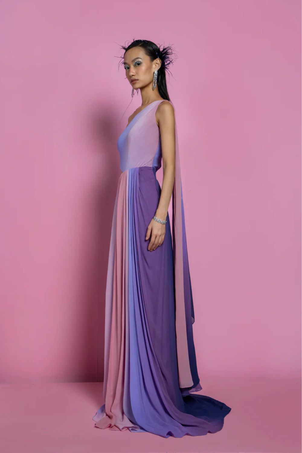 Pink & Lilac Georgette Shaded Gown