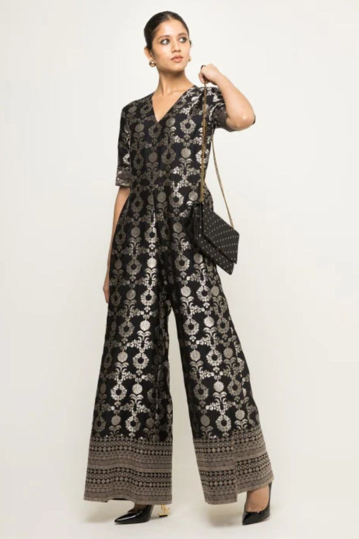 Maya-Statement Brocade jumpsuit (Black)