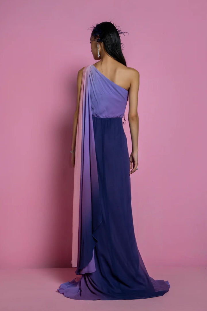 Pink & Lilac Georgette Shaded Gown