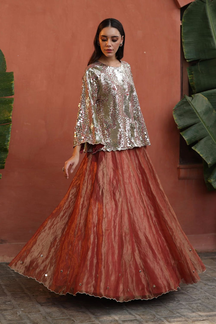 Zohra Lehenga in Peach