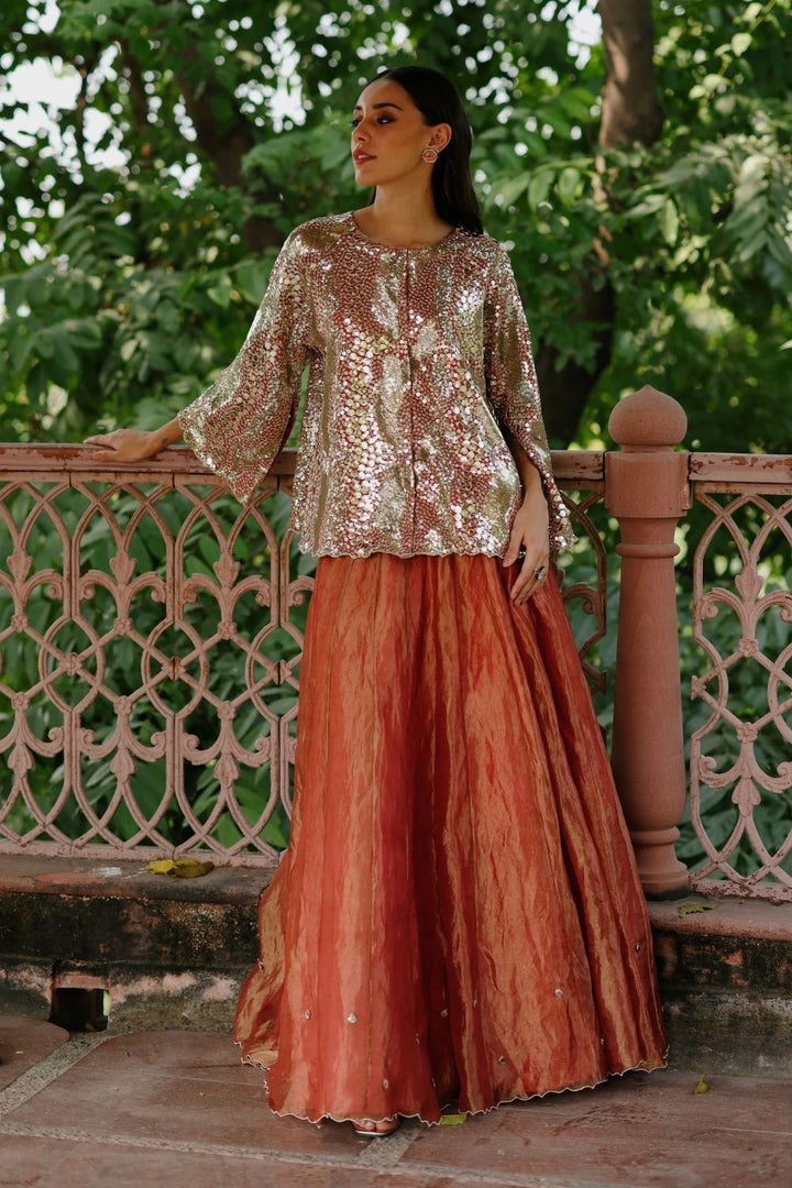 Zohra Lehenga in Peach