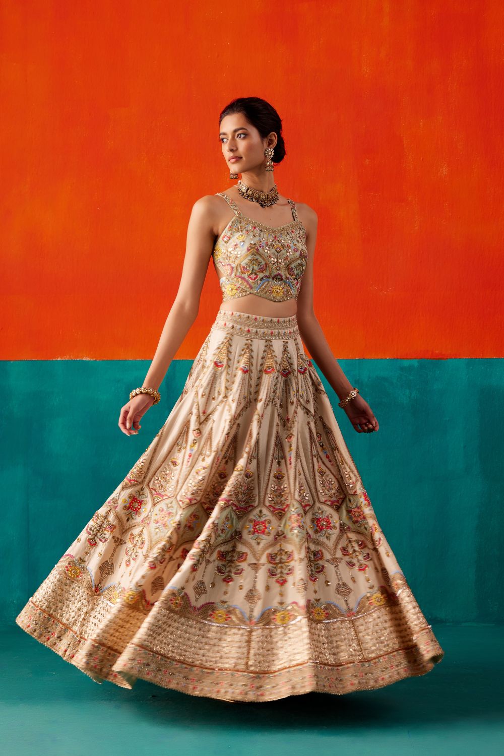 Ivory Floral Lehenga Set | Seema Gujral – KYNAH