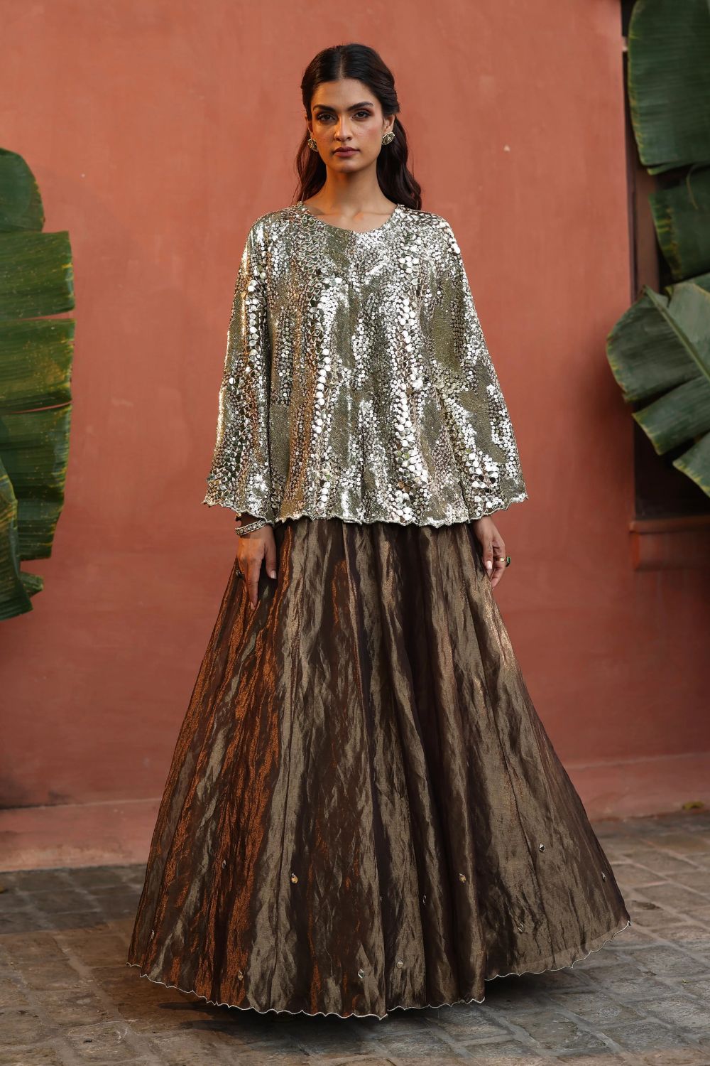 Zohra Lehenga in Bronze