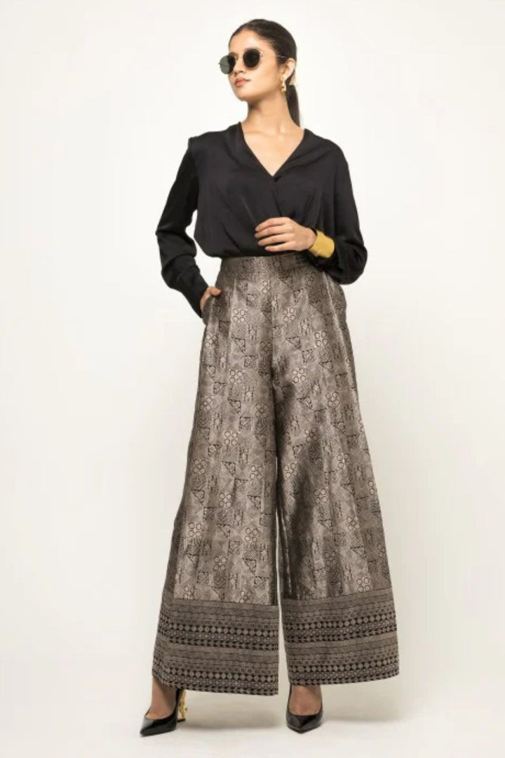 Black Jaal Weave Broacde Pant Set