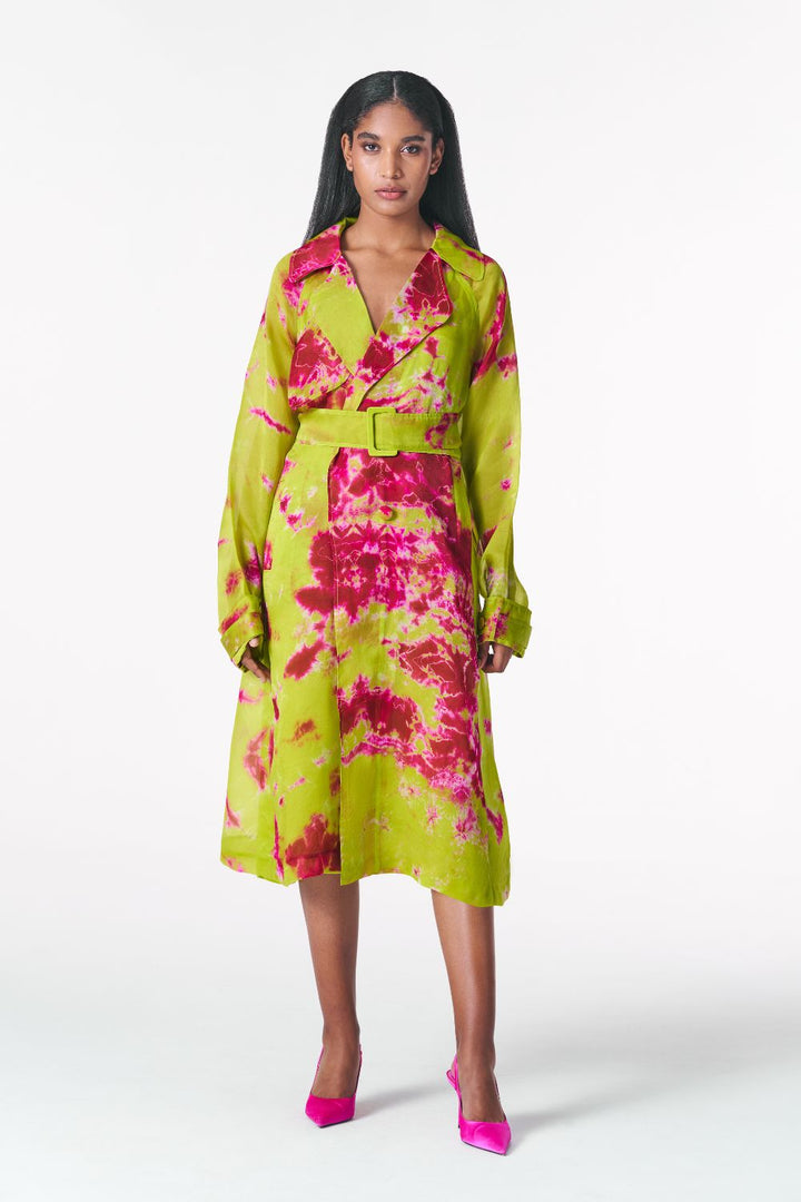 Chartreuse Seas Trench Coat