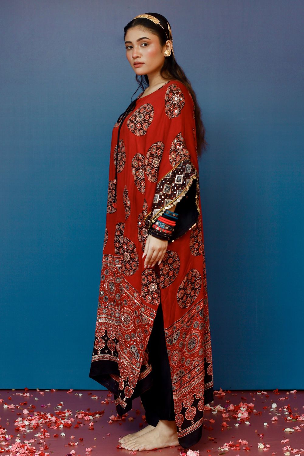 Veere Ajrakh Red Kaftan Set