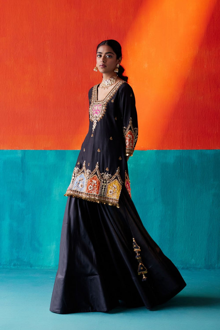 Black Kurta & Sharara Set