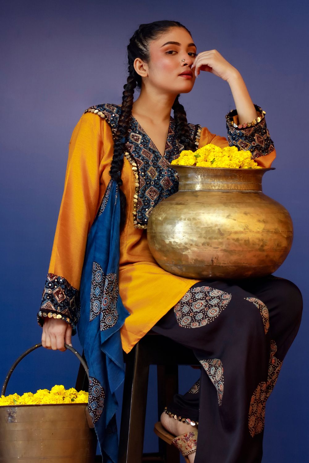 Bariyan Mustard Salwar Kameez