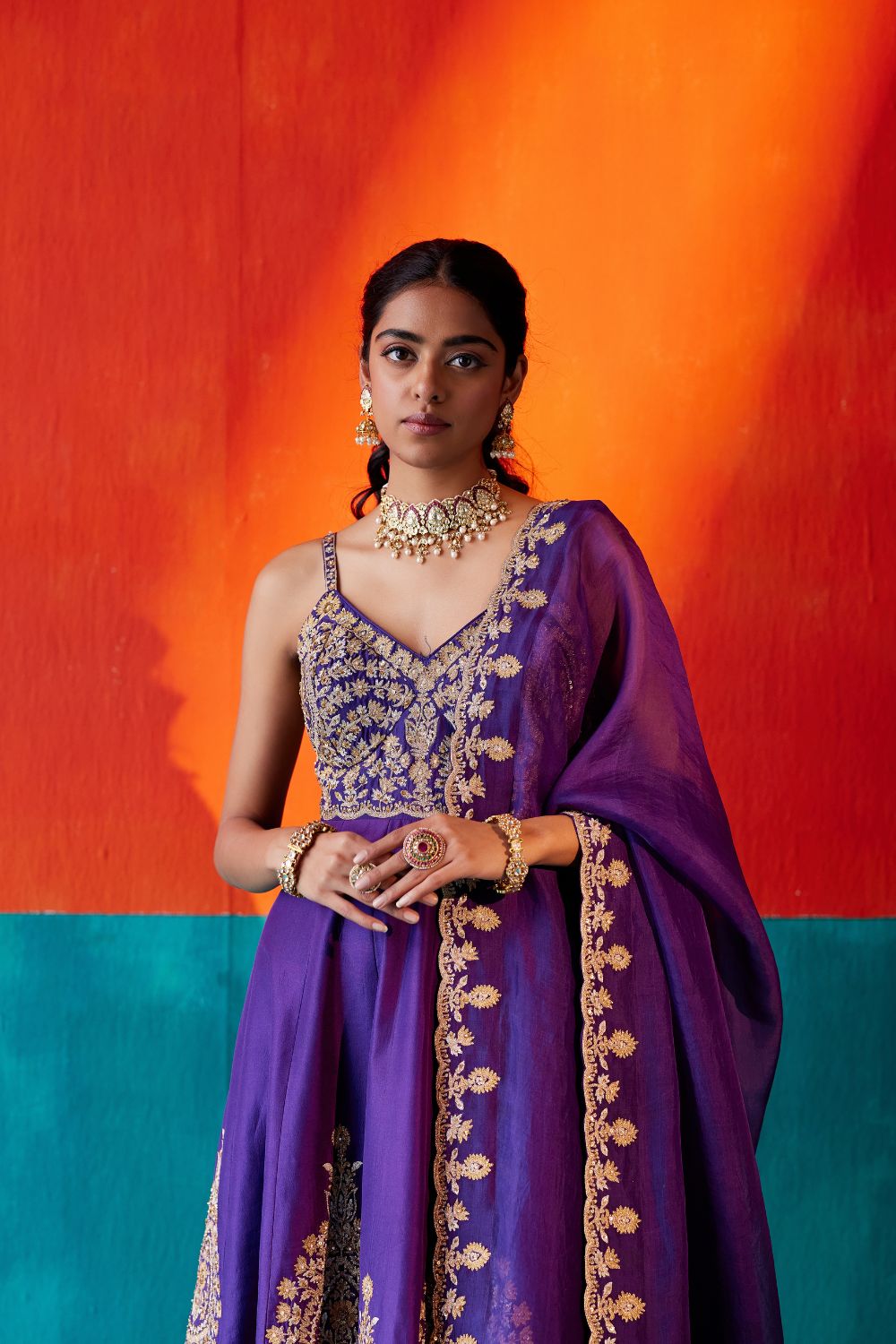 Purple Anarkali Set