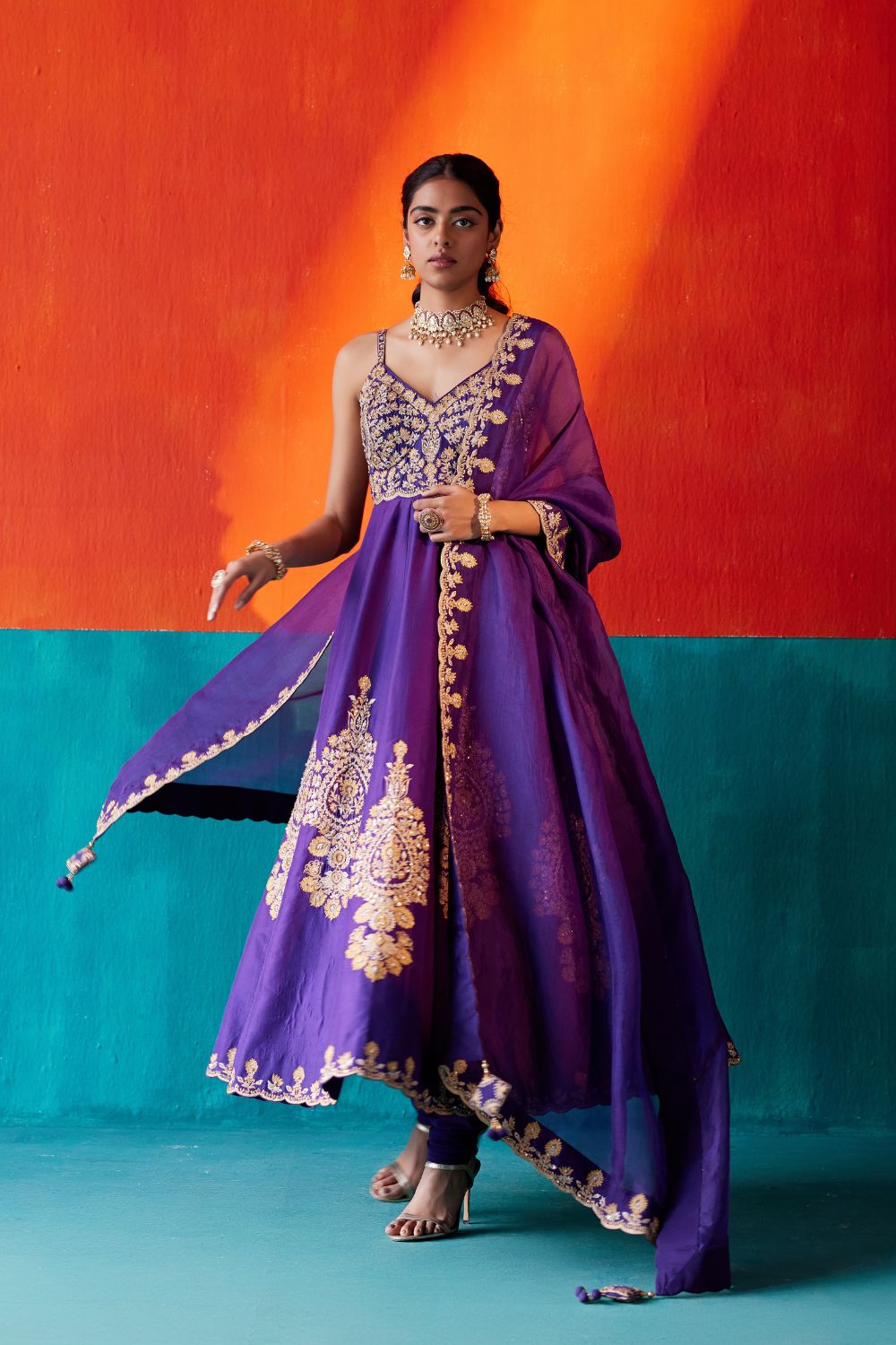 Purple Anarkali Set