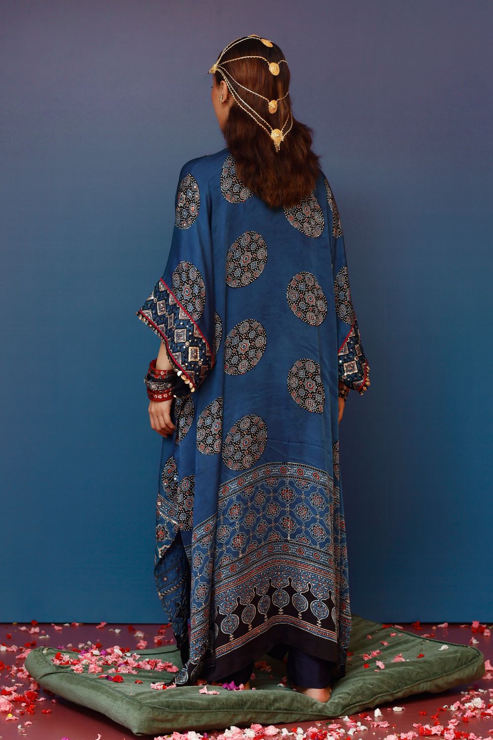 Veere Ajrakh Blue Kaftan Set