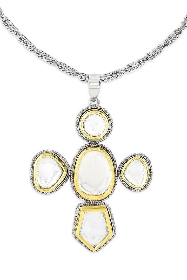 Gold & Silver Polki Church Necklace